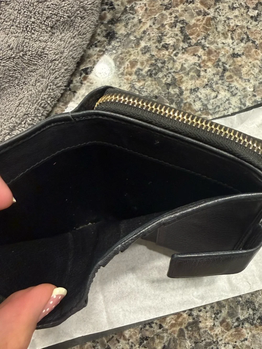 Saint Laurent Black Leather YSL Embossed Zip Wallet - Picture 6 of 9